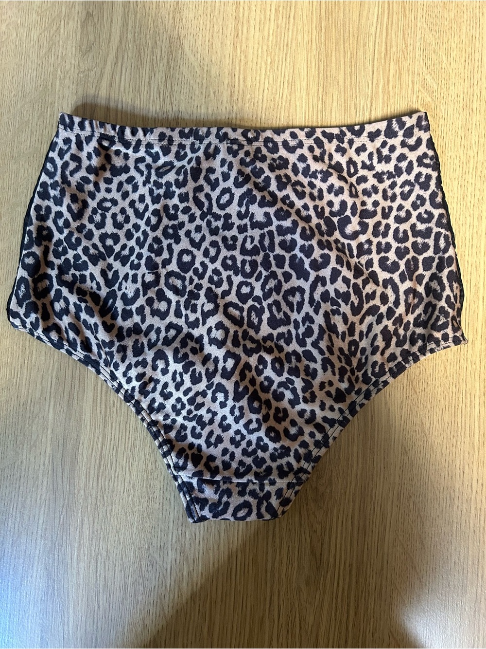 American Apparel Leopard Trim Swim Bottoms in Black and Tan - Picture 2 of 3